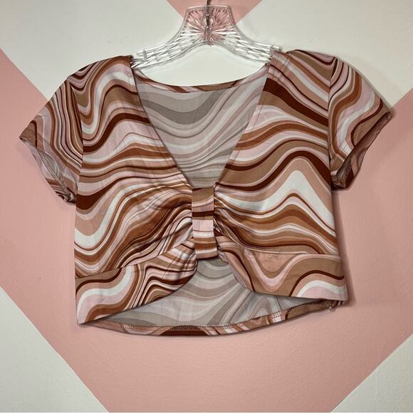 No Boundaries Marble Groovy 90s Basic Crop Top Rave Concert Event Size Small - Picture 2 of 13